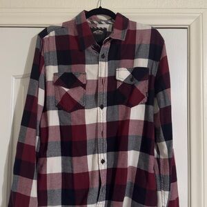 Vans Red and Black Plaid Casual Button Down Shirt